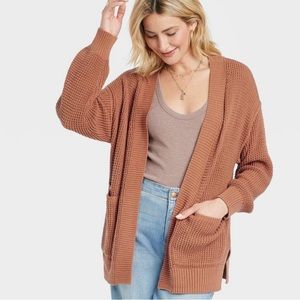 Universal thread waffle cardigan - rust/Rose color
